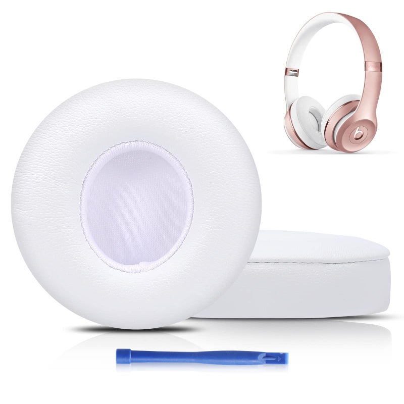 Damex Updated Thickened Solo Wireless 2/3 Replacement Ear Pads,earpads for Beats Solo 2/3 Wireless Headphone (White) - Image 1